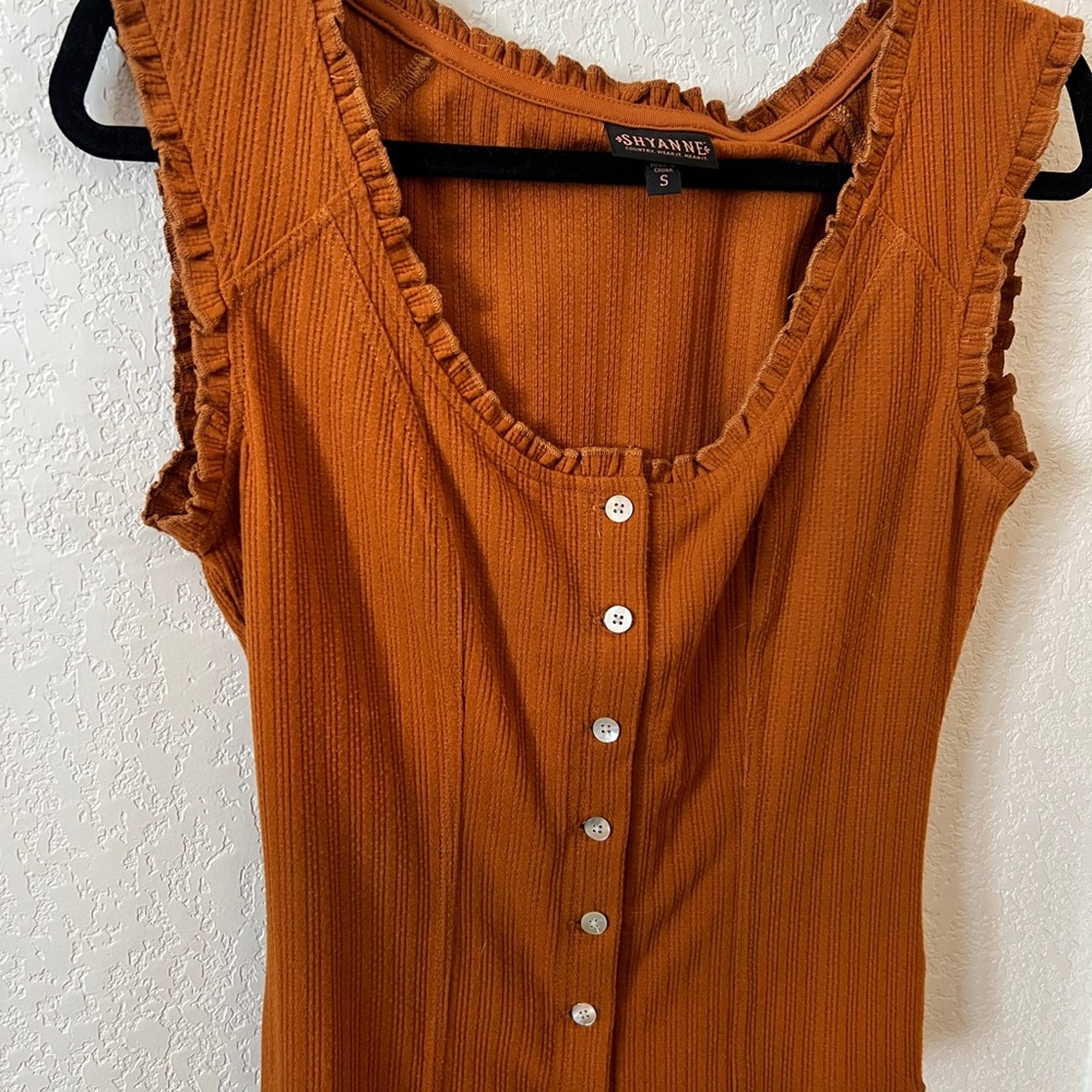 Shyanne rust button corset top